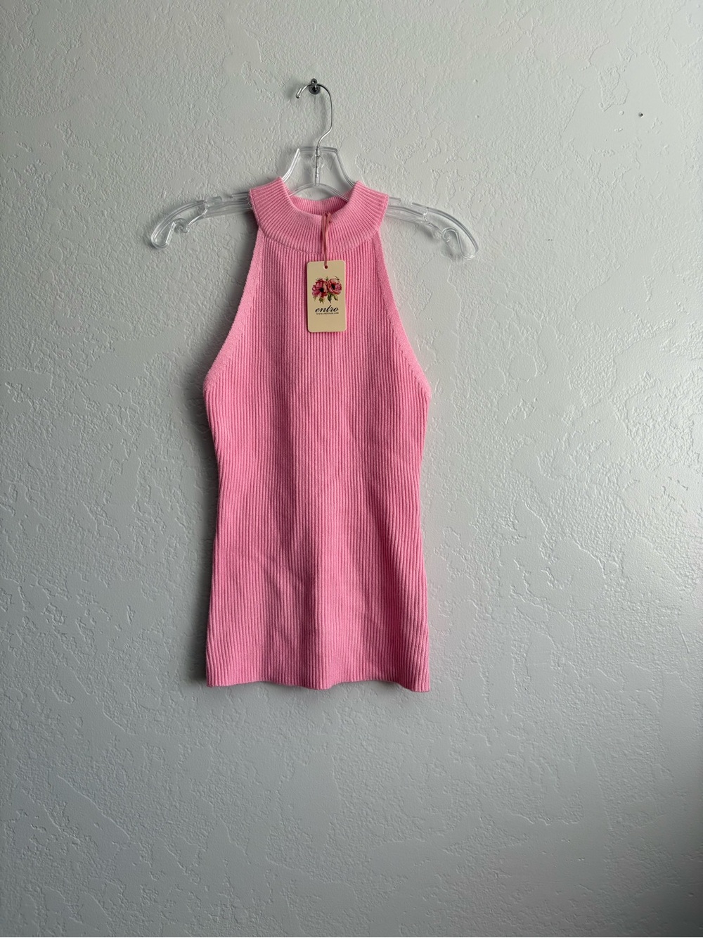 ❤️NEW entro Pink Ribbed Halter Mock Neck Tank